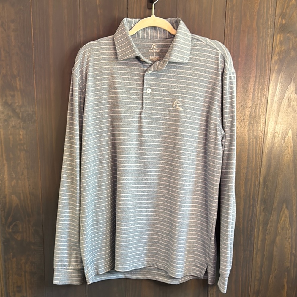 Rhoback Long Sleeve Polo Striped Mens Large